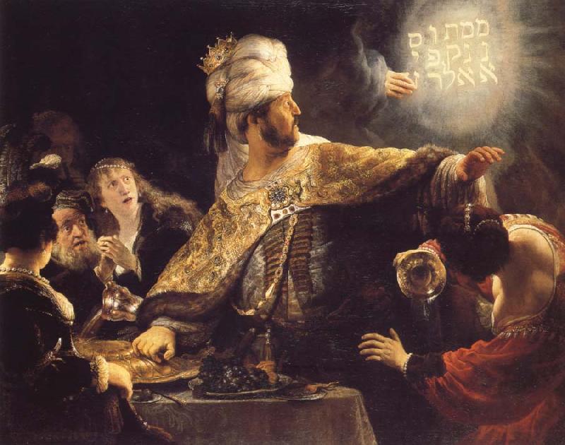 REMBRANDT Harmenszoon van Rijn Belshazzar0s Feast oil painting picture